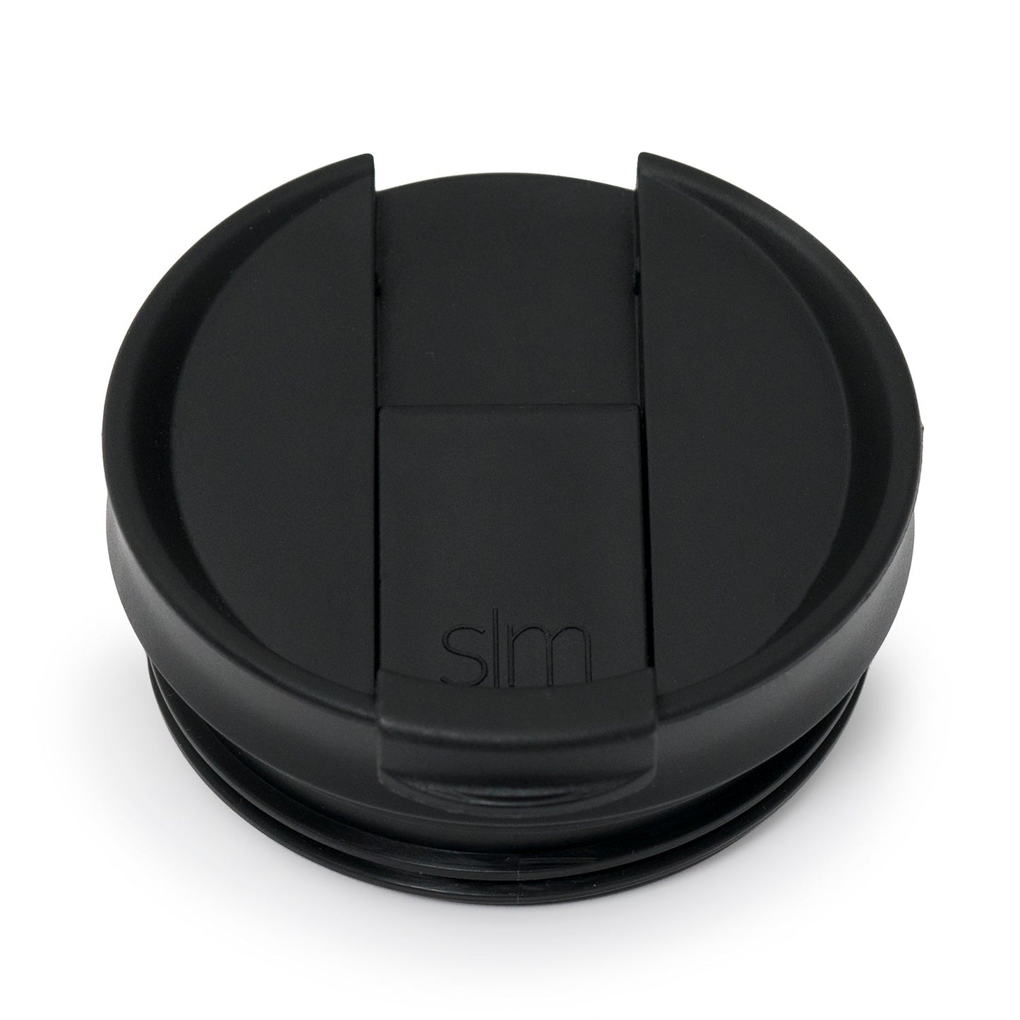 Black and charcoal gray cylindrical container with solid black lid and upper section, transitioning to lighter gray base rim against neutral background.