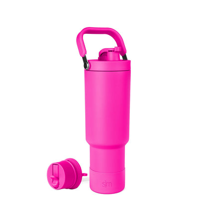 Vibrant hot pink and magenta product with black handle accents against white background.