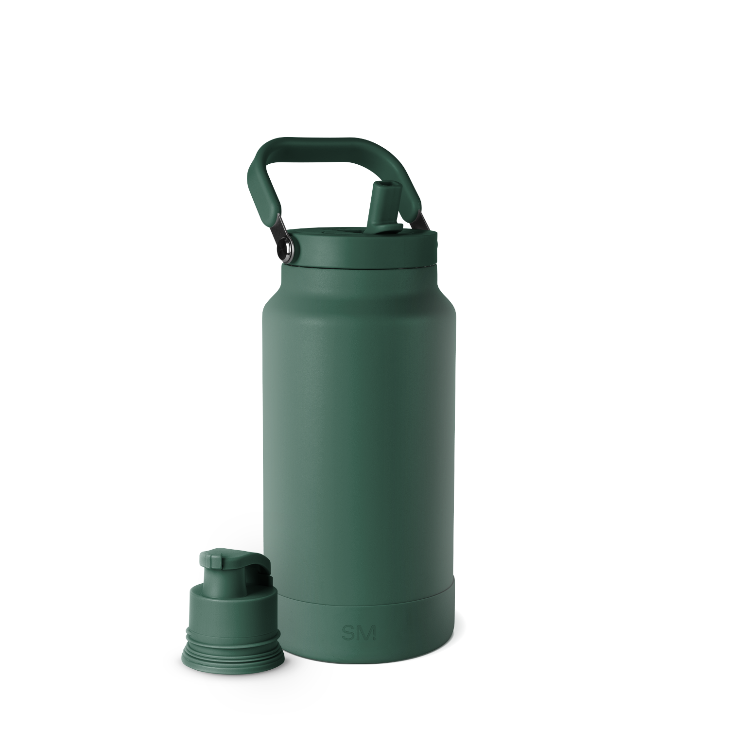 Sage green insulated bottle with matching detached lid displayed against a clean background