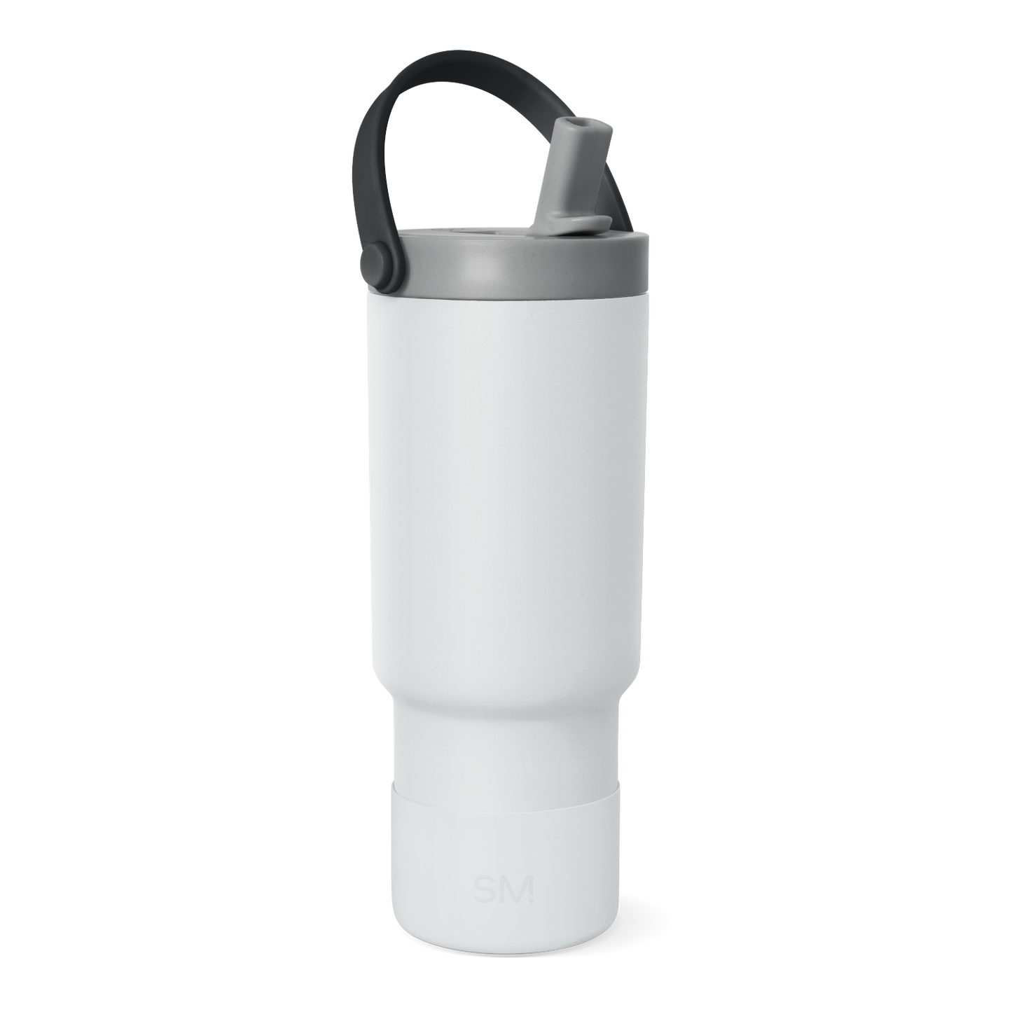 White cooler with gray lid and carrying handle, featuring a spout area, displayed against a plain background